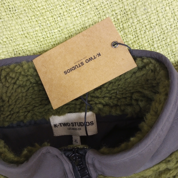 K-two studios army green fleece deep pile jacket - Picture 5 of 5